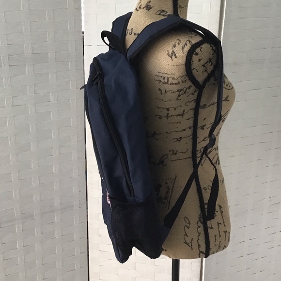 Navy Backpack with hand painted Design - Picture 2 of 5